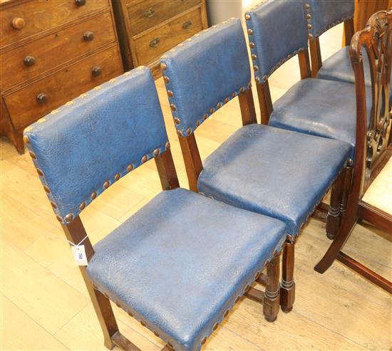 Four leather studded dining chairs